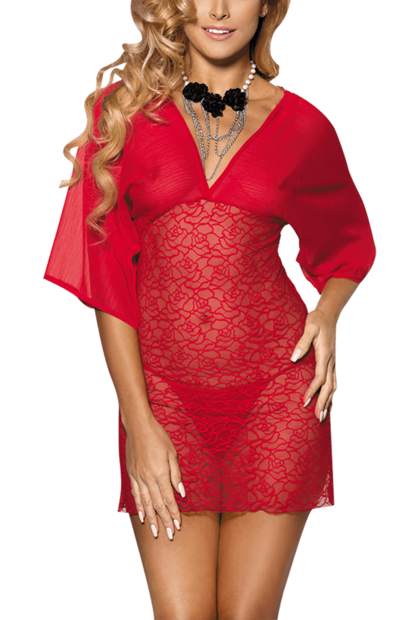 Chemise in rot mit Spitze
