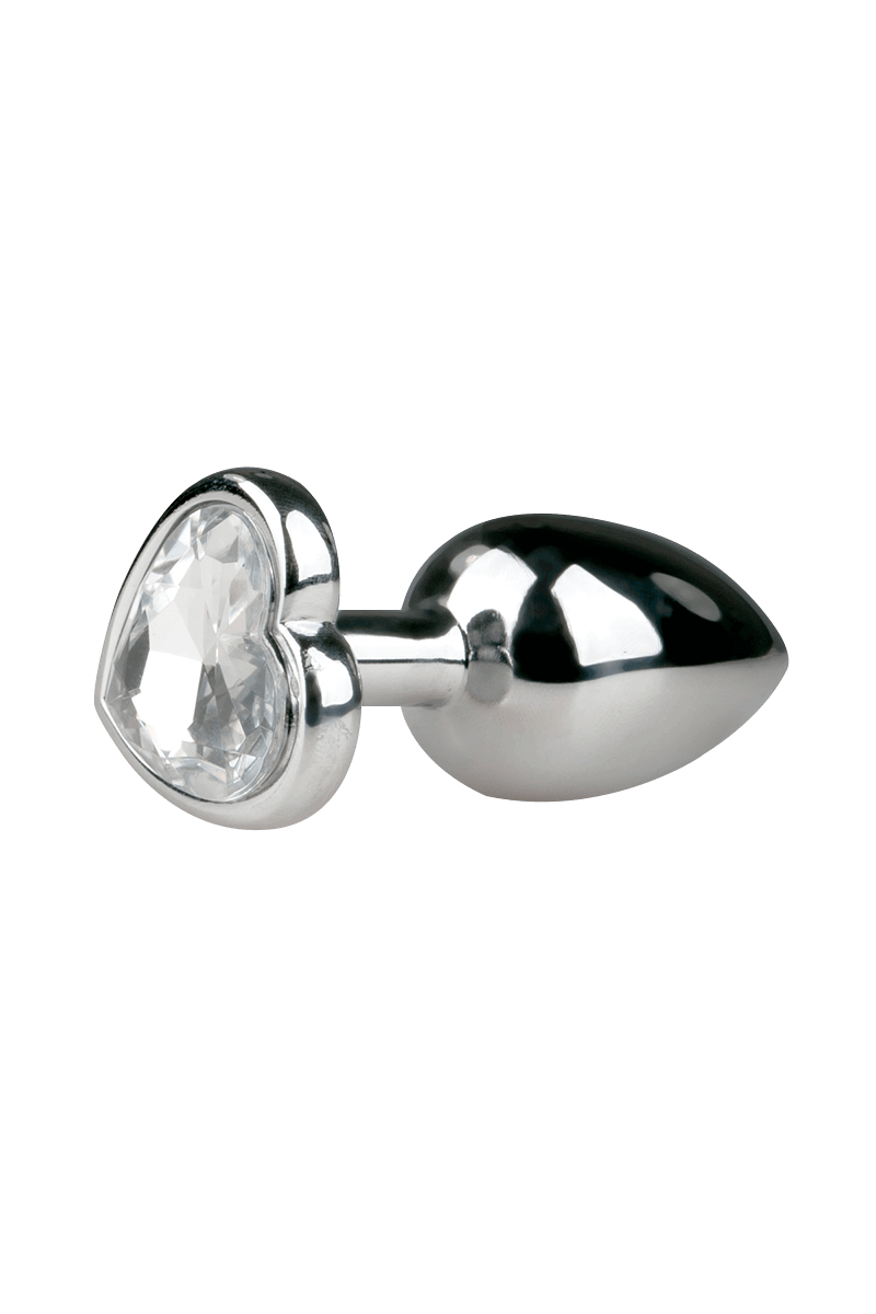 Silberner Analplug mit Herzkristall - S/M/L
