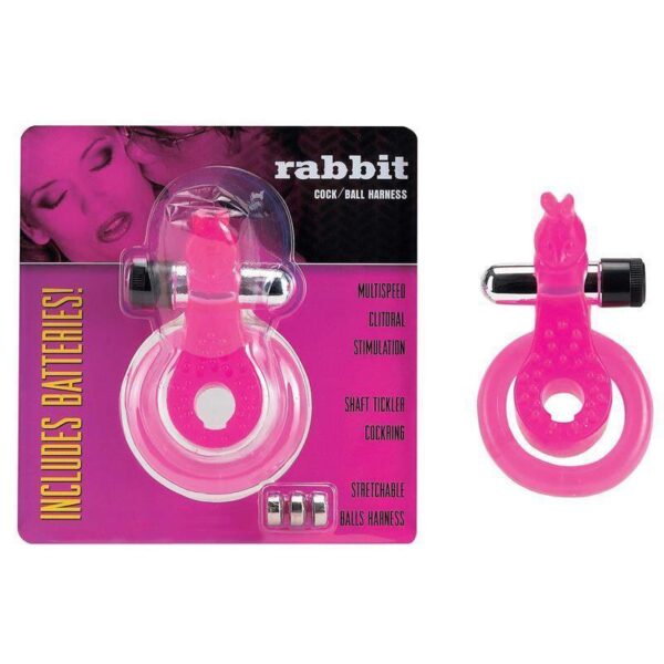 penis hoden ring cock ball harness rabbit pink