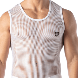 Herren Tanktop Netz in weiß