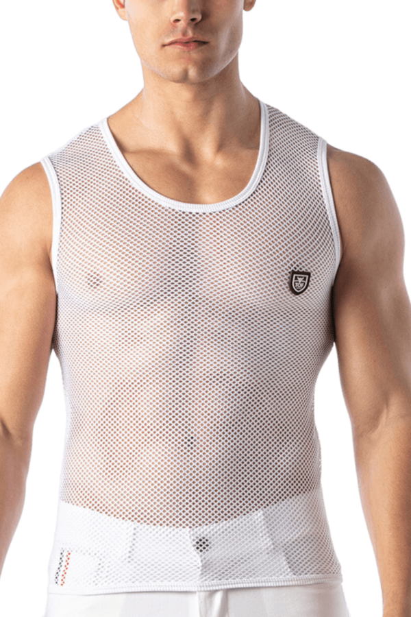 Herren Tanktop Netz in weiß