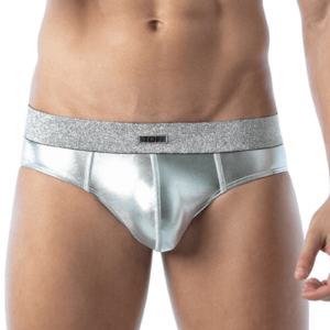 Herren Slip silber Glitzer