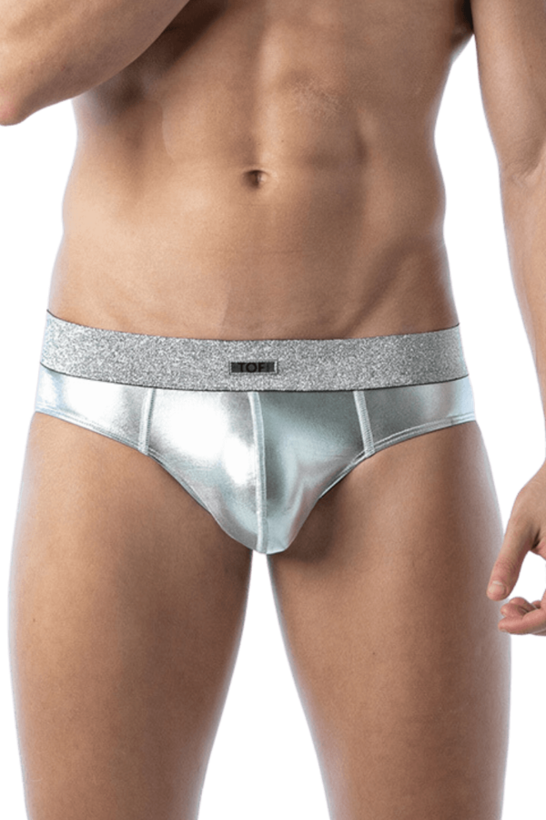 Herren Slip silber Glitzer