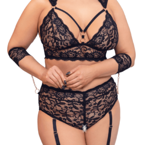 2tlg. Dessous-Set aus Spitze mit Ketten Plus Size