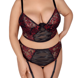 2tlg. Dessous Set Plus Size rot schwarz