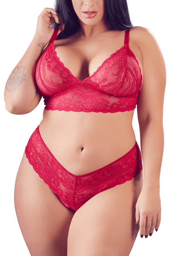 Ouvert Dessous Set rot Plus Size