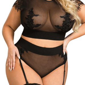 2tlg. Straps-Set schwarz transparent Plus Size