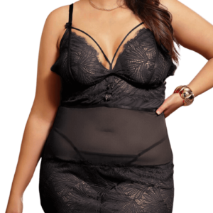 schwarzes Babydoll-Set Plus Size