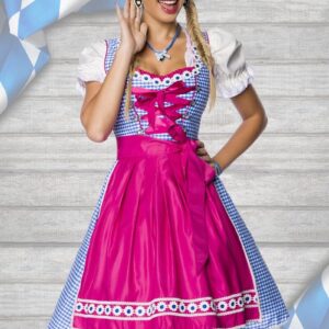 2tlg. Luxus Dirndl in pink blau weiß