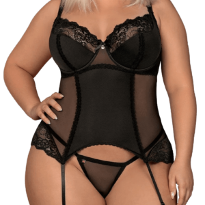 schwarze Strapscorsage Plus Size