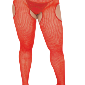 Netzstrumpfhose Ouvert in Rot Plus Size