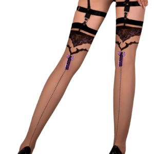 Straps-Stockings mit lila Schleifen