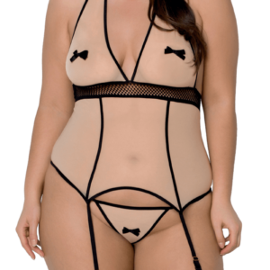 Strapscorsage beige schwarz Plus Size