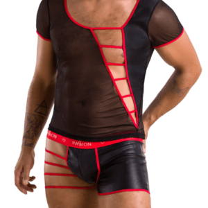 2tlg. Herren Set schwarz rot