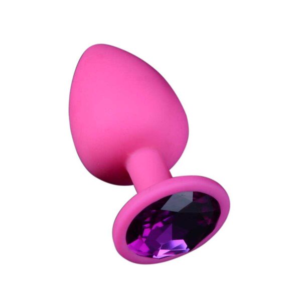 Pinker Buttplug aus Silikon mit Kristall L