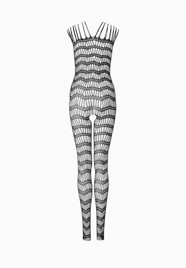 Le Frivole eleganter Bodystocking im Lamellen-Design S-L Schwarz