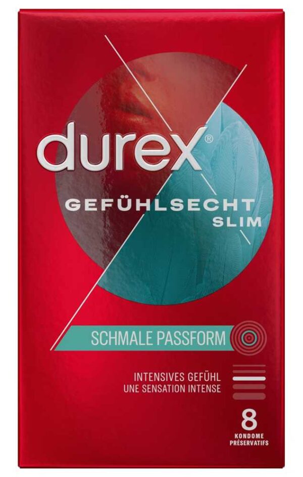 Durex 8 Gefühlsecht Slim Kondome 52,5 mm