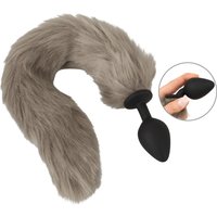 Analplug „fluffy tail“ mit langem Kunstfell-Schweif