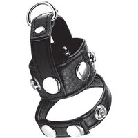 Blue Line 1'' Cock Ring/Ball Stretcher: Kunstleder-Penisriemen mit Hodenstret...