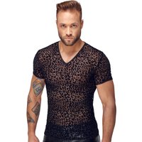 Shirt aus feinem Powernet mit Leo-Samtflockprint