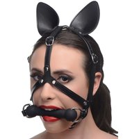 Master Series Dark Horse Pony Head: Kopf-Harness mit Knebel