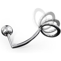 Anal Intruder: Edelstahl-Penis-/Hodenring (40mm) mit Analplug