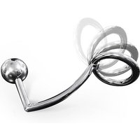 Anal Intruder: Edelstahl-Penis-/Hodenring (50mm) mit Analplug