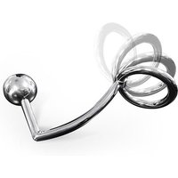 Anal Intruder: Edelstahl-Penis-/Hodenring (55mm) mit Analplug