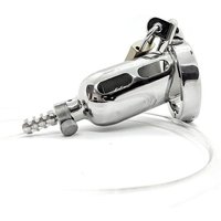 Black Label Stainless Steel The Tap: Edelstahl-Peniskäfig mit Schlauch