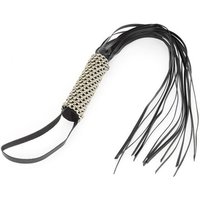 Lederpeitsche mit Kettengriff + 16 Riemen