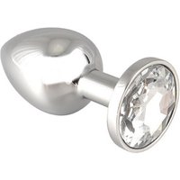 Edelstahl-Buttplug mit klarem Kristall (75g)
