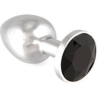 Edelstahl-Buttplug mit schwarzem Kristall (75g)