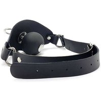 Black Label Leather Super Ball Gag with Eyelet: Mundknebel