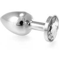 Edelstahl-Buttplug mit klarem Kristall (155g)