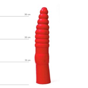 All Red Ribbed Dildo 33 x 6 cm