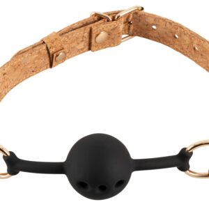 Ball Gag Knebelball mit Korkriemen Vegan Fetish Schwarz