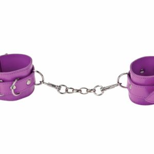 Handschellen Leder und Metall lila