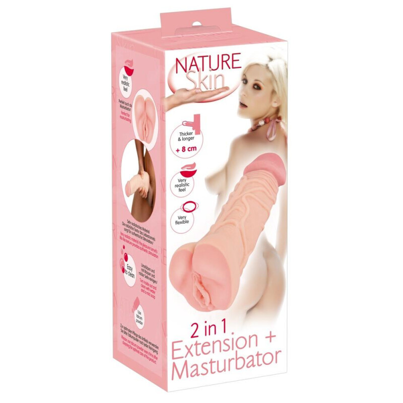 Nature Skin 2 in1 Extension & Masturbator Sleeve 1 Nature Skin 2 in1 Extension & Masturbator Sleeve
