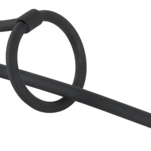 Piss Play mit Eichelring & Stopper Ø 35mm - Hollow Penisplug aus Silikon Schwarz