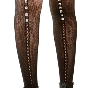 Halterlose Netzstrümpfe mit Nieten