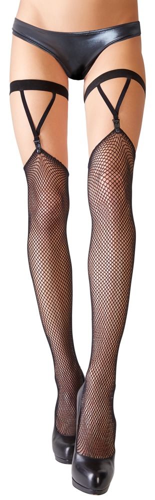 Netzstrümpfe mit Samt-Strumpfbändern 1 Netzstrümpfe mit Samt-Strumpfbändern