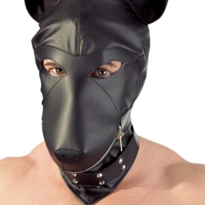 Dog Mask Kopfmaske Leder-Design Schwarz