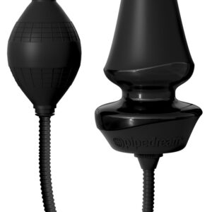 Pump-Analplug Silikon mit abnehmbarem Schlauch Inflatable Plug Schwarz