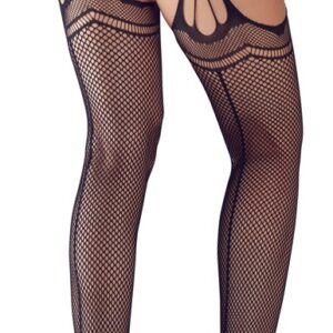 Straps-Strumpfhose aus elastischem Netz Schwarz