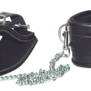 Fußfessel aus Leder mit gepolsterten Manschetten Zado Schwarz