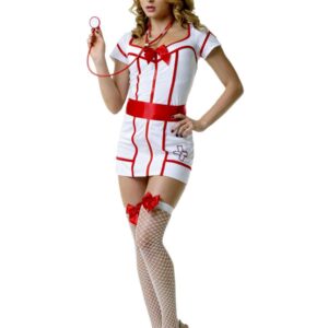 Le Frivole Krankenschwester-Kostüm mit Stethoskop & Kopfband Weiß