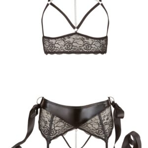 String und BH mit breitem Spitzenbund und Riemchen-Details Cottelli Schwarz