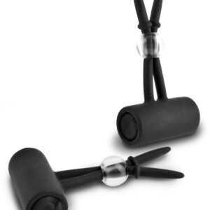 Vibrating Silicone Nipple Lassos vibrierende Nippelklemmen Schwarz